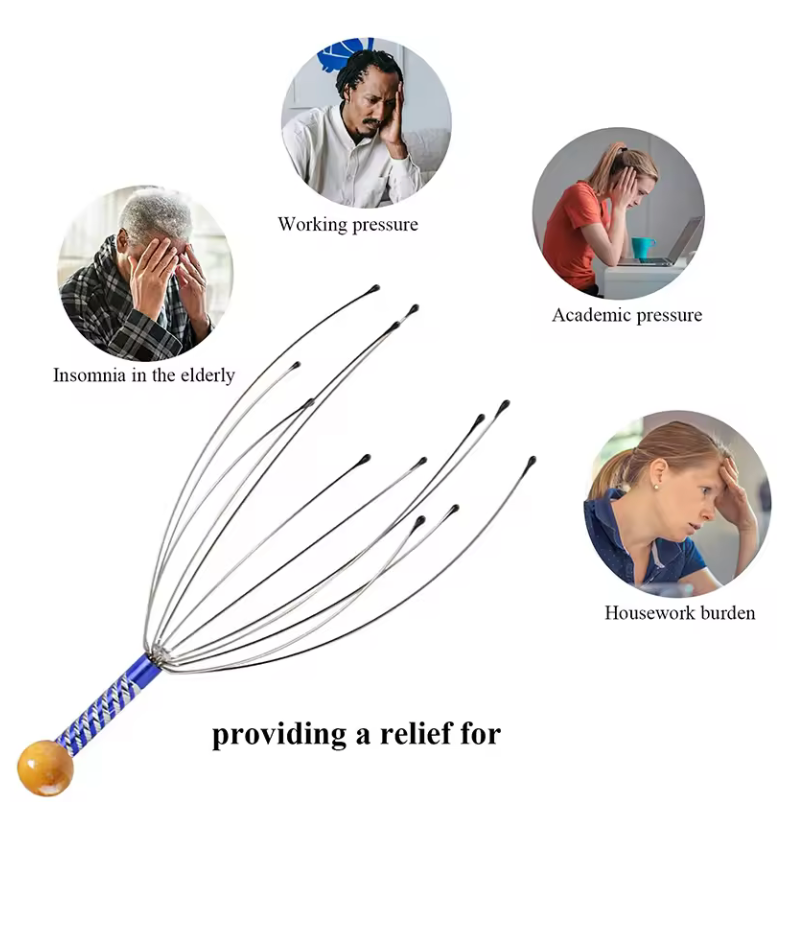 Octopus Head Massager Scalp Massager Relaxation Tiredness Metal Head Relax Massager